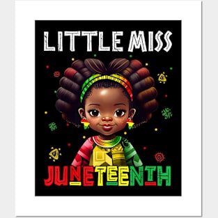 Little Miss Juneteenth Black Girl Melanin Cute Toddler Kids Posters and Art